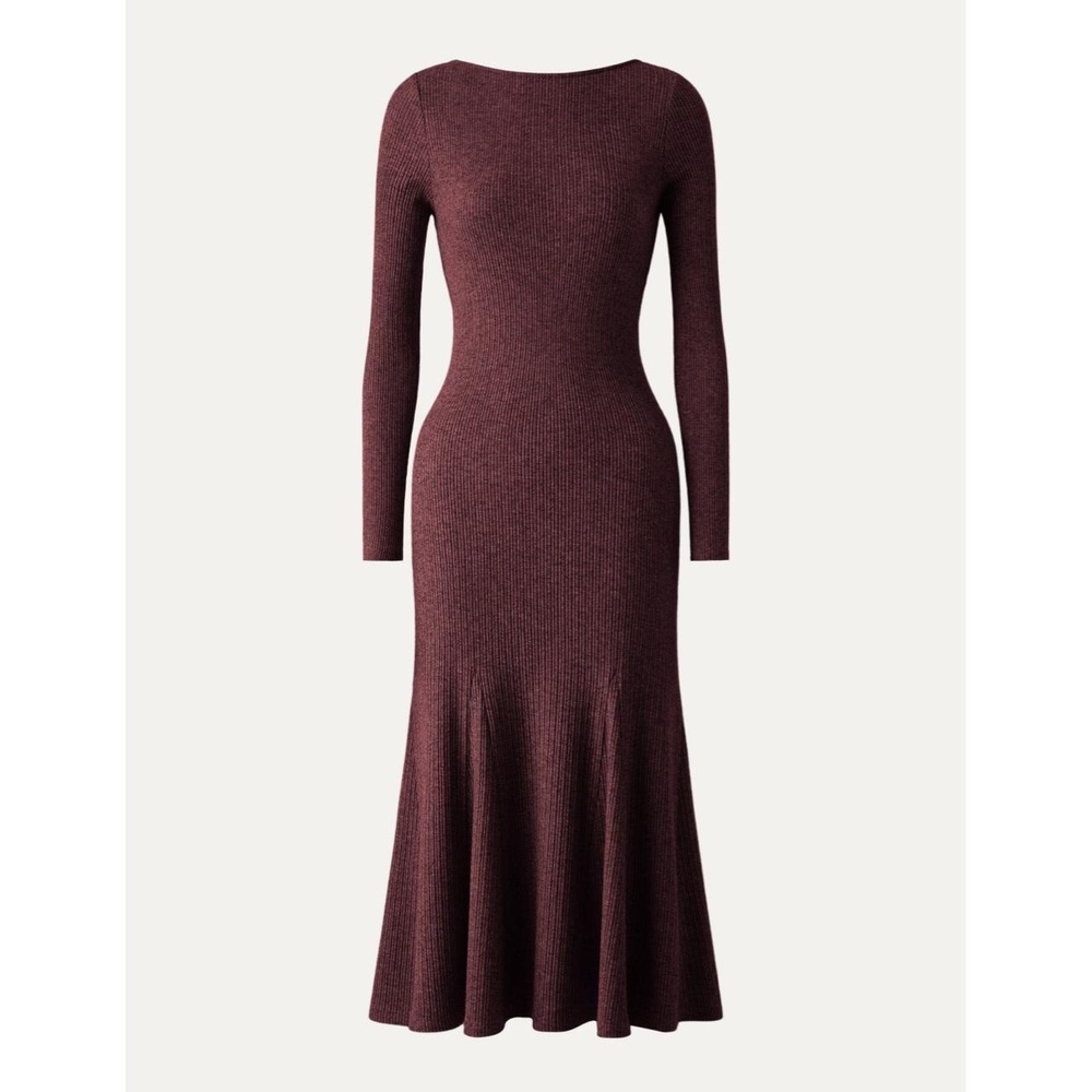 Burgundy Boatneck Midi Dress
